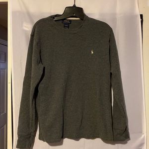 Gray long sleeve polo shirt